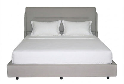 Modern Upholstered Platform Bed with Wingback Headboard – Premium Fabric Bed Frame