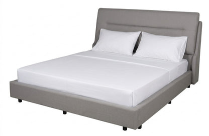 Modern Upholstered Platform Bed with Wingback Headboard – Premium Fabric Bed Frame