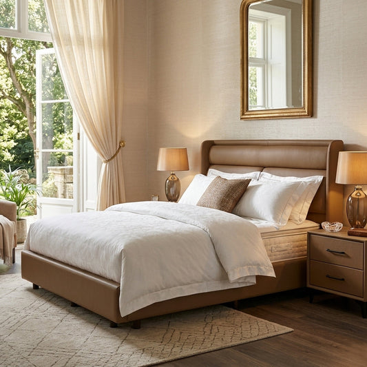 King Size Upholstered Bed with Padded Headboard – Modern Luxury Bed Frame
