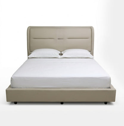 Modern Upholstered King Size Bed with Curved Headboard – Luxury Bed Frame