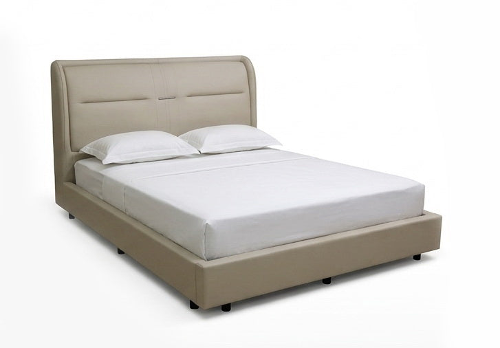 Modern Upholstered King Size Bed with Curved Headboard – Luxury Bed Frame