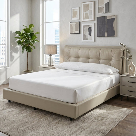 Tufted Upholstered King Size Bed – Modern Luxury Platform Bed Frame