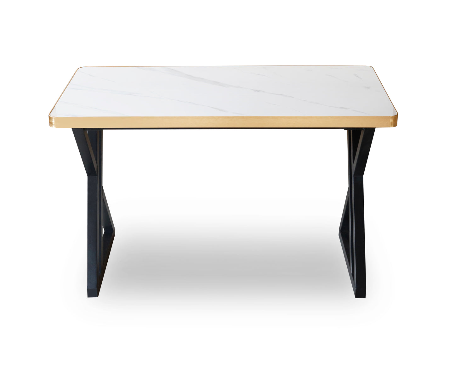 Modern Marble Finish Console Table with Metal X-Leg Base