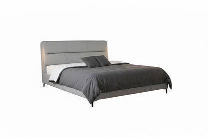 Modern Upholstered King Bed 180×200 cm – Light Grey Premium Design