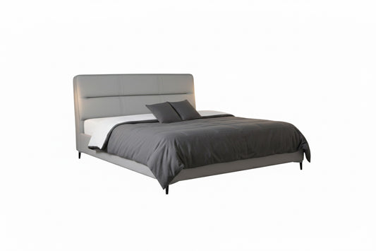 Modern Upholstered King Bed 180×200 cm – Light Grey Premium Design