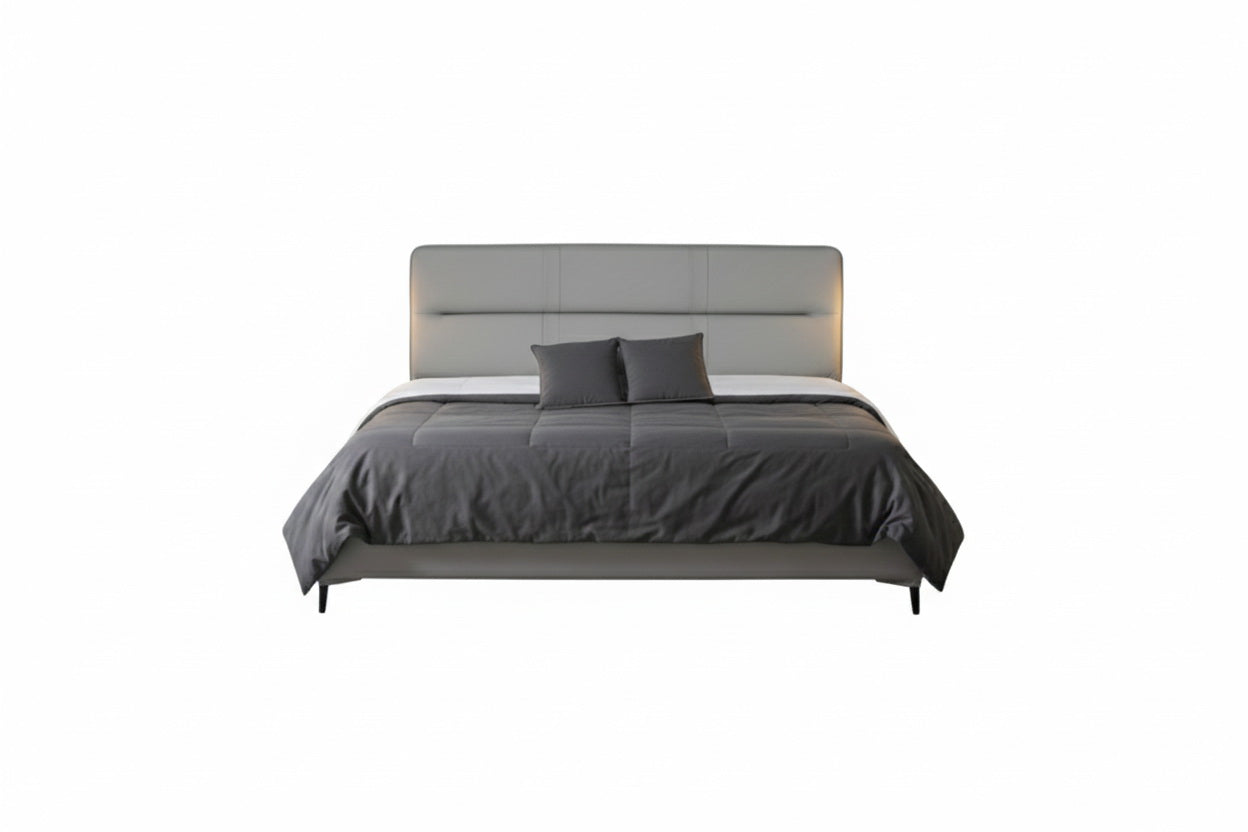 Modern Upholstered King Bed 180×200 cm – Light Grey Premium Design