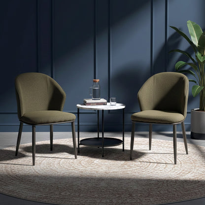 Khaki Fabric Dining Chair – Modern Iron Frame Design ( Set of 2 & 4) FURNIZA