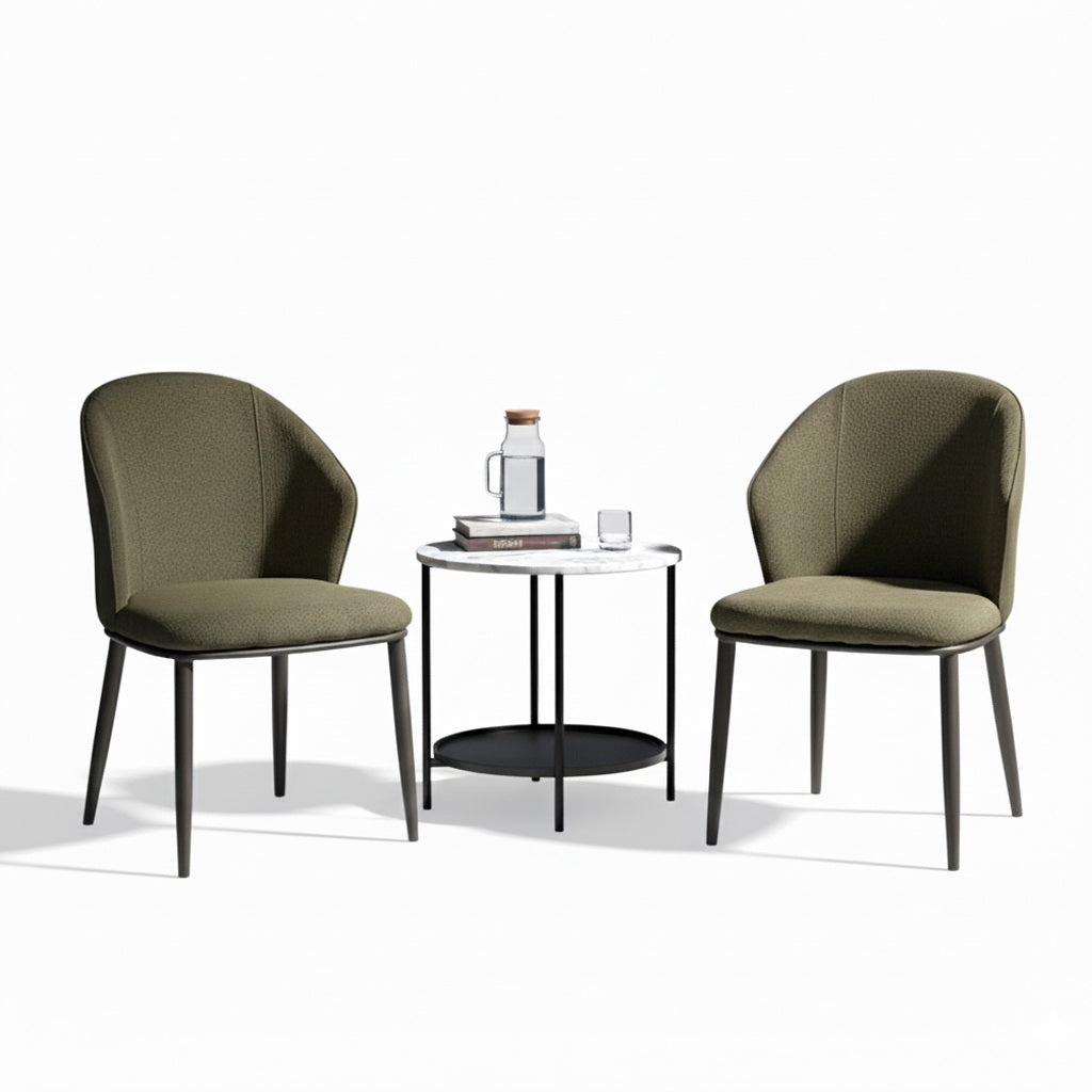 Khaki Fabric Dining Chair – Modern Iron Frame Design ( Set of 2 & 4) FURNIZA