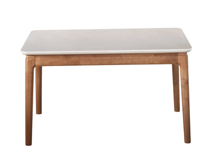 Modern Wooden Dining Table with Stone Finish Top – 4 to 6 Seater