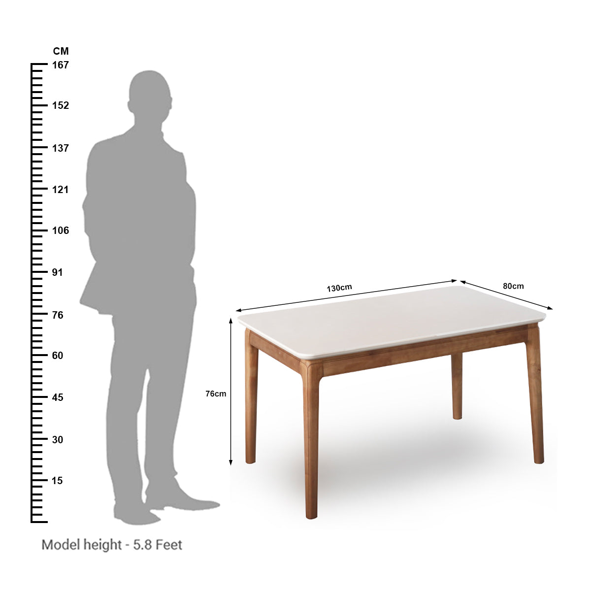 Modern Wooden Dining Table with Stone Finish Top – 4 to 6 Seater