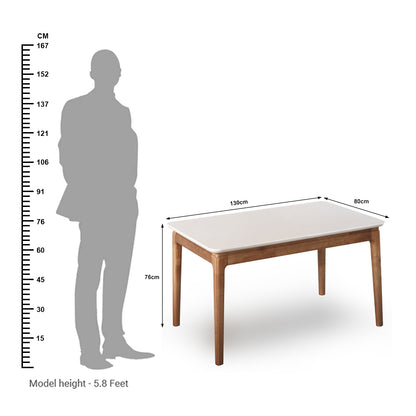 Modern Wooden Dining Table with Stone Finish Top – 4 to 6 Seater