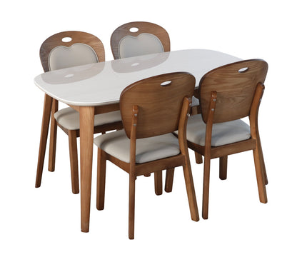 Modern Wooden Dining Table with Rounded White Top – 4 Seater