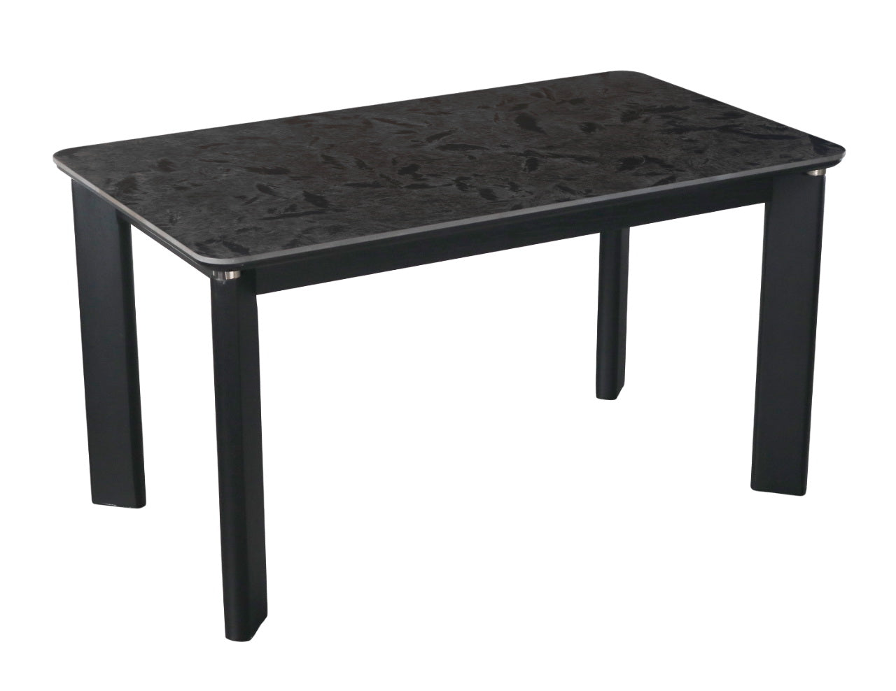 Modern Black Dining Table with Marble Finish Top – 4 Seater