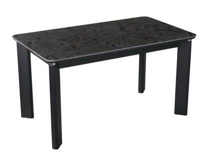 Modern Black Dining Table with Marble Finish Top – 4 Seater