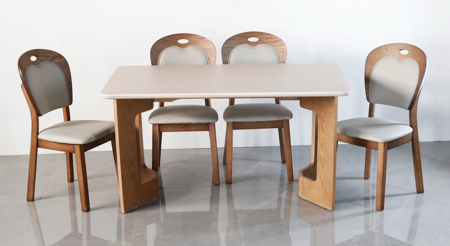 Modern Solid Wood Dining Table with White Top | Minimalist Design