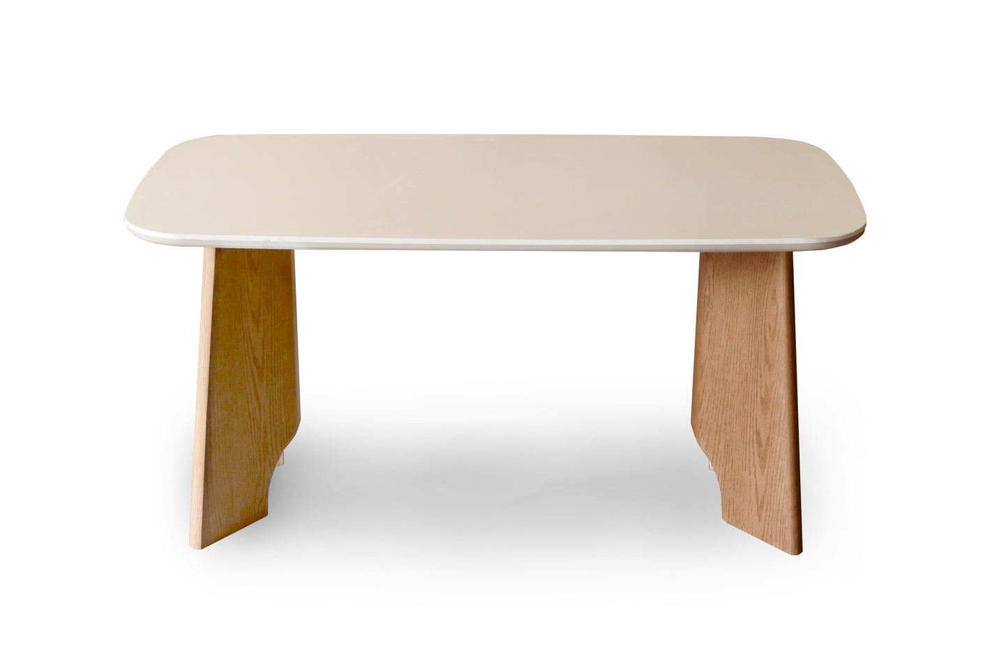 Modern Solid Wood Dining Table with White Top & Designer Legs