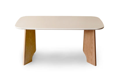 Modern Solid Wood Dining Table with White Top & Designer Legs