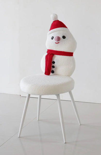 Kids Snowman Chair with Soft Cushion and White Iron Legs – Christmas Edition FURNIZA