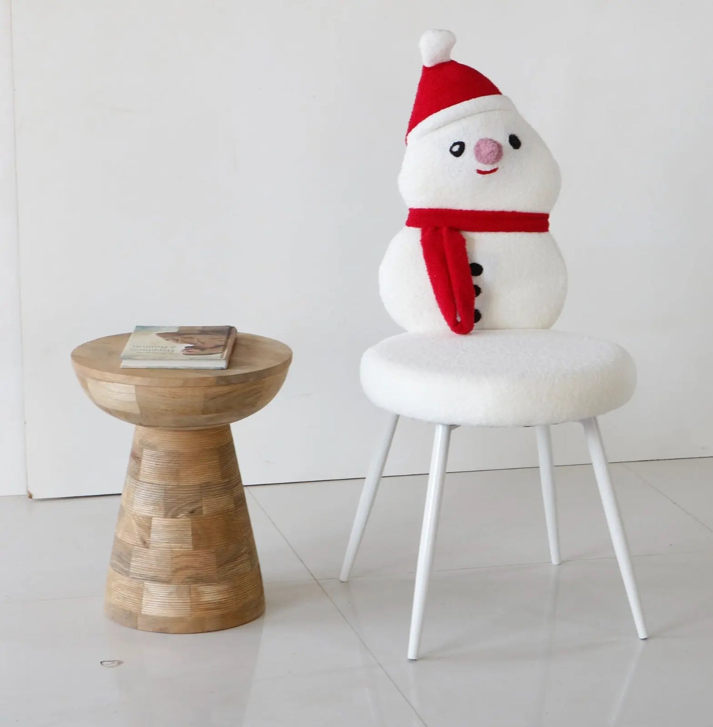 Kids Snowman Chair with Soft Cushion and White Iron Legs – Christmas Edition FURNIZA