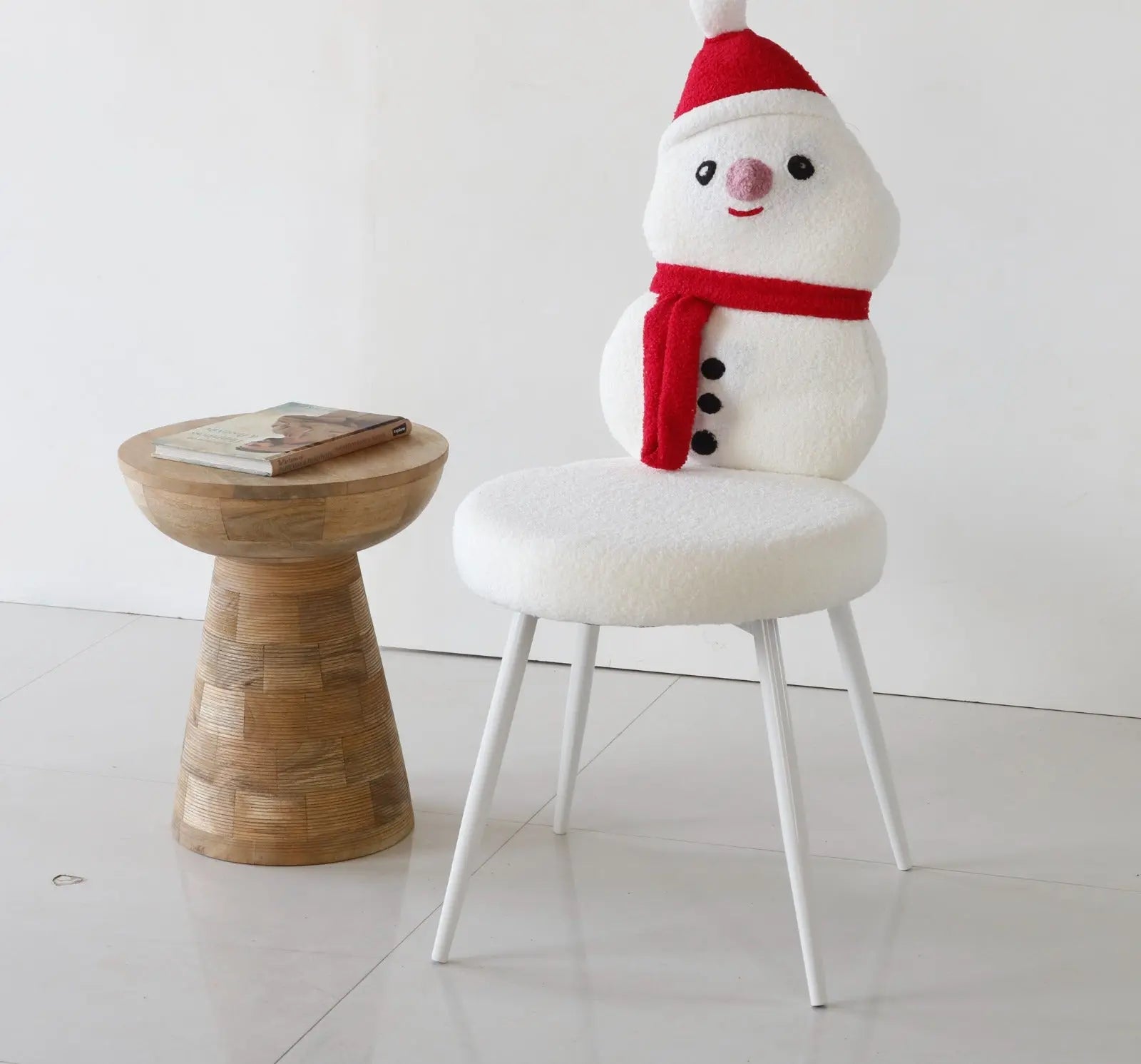 Kids Snowman Chair with Soft Cushion and White Iron Legs – Christmas Edition FURNIZA