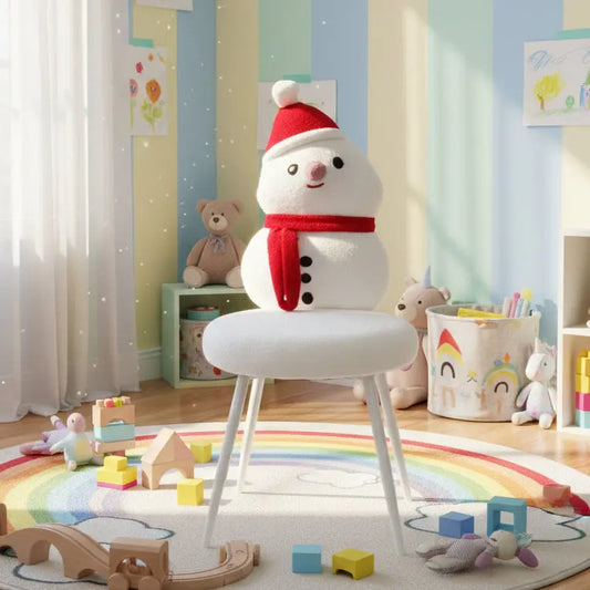Kids Snowman Chair with Soft Cushion and White Iron Legs – Christmas Edition FURNIZA