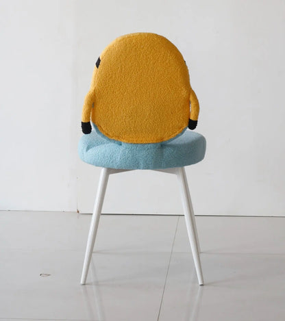 Kids Minion Chair with Blue Cushion & White Metal Legs – Cartoon Edition FURNIZA