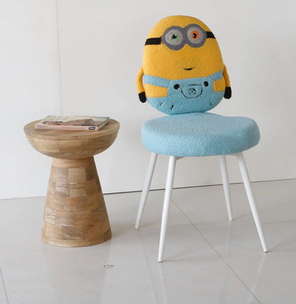 Kids Minion Chair with Blue Cushion & White Metal Legs – Cartoon Edition FURNIZA