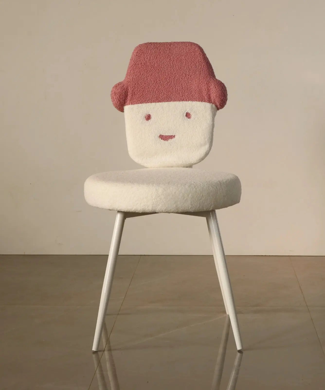 Kids Chair with Pink Cap Design & Soft White Cushion – Fun Character Edition FURNIZA