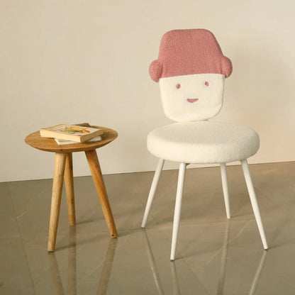 Kids Chair with Pink Cap Design & Soft White Cushion – Fun Character Edition FURNIZA