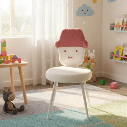 Kids Chair with Pink Cap Design & Soft White Cushion – Fun Character Edition FURNIZA