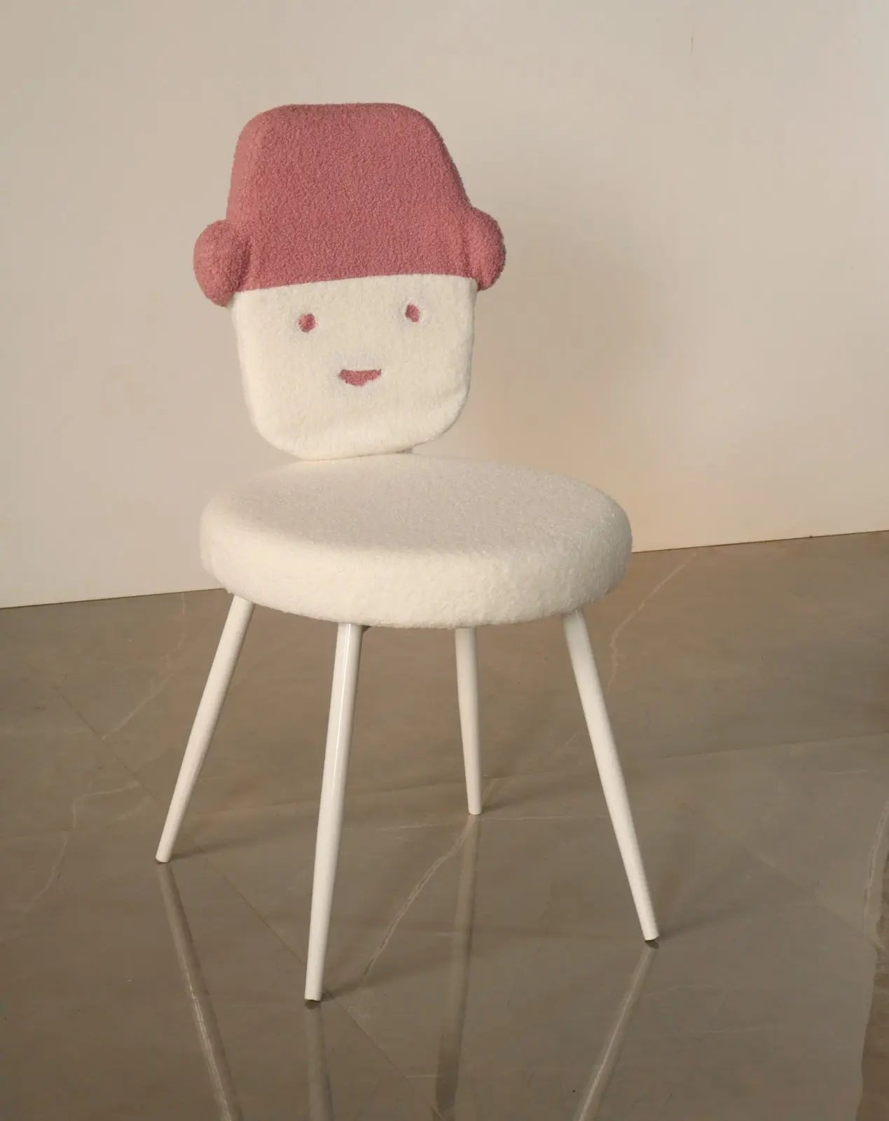 Kids Chair with Pink Cap Design & Soft White Cushion – Fun Character Edition FURNIZA
