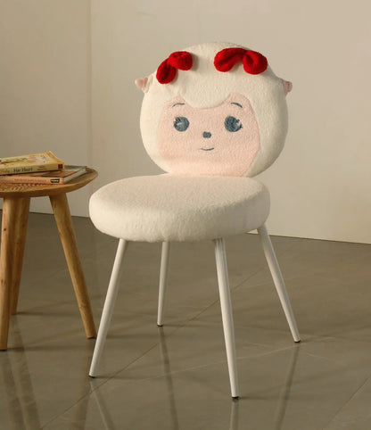Kids Sheep Face Chair with Red Bow & White Cushion – Cozy Animal Design FURNIZA