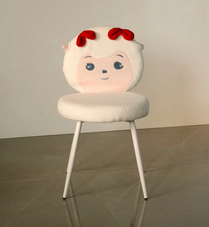 Kids Sheep Face Chair with Red Bow & White Cushion – Cozy Animal Design FURNIZA