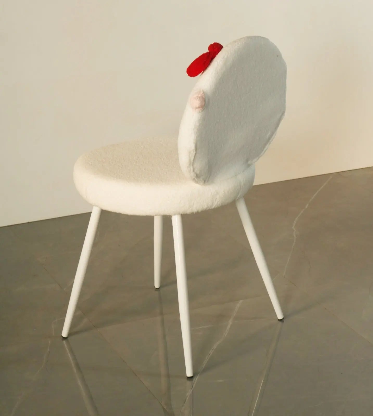 Kids Sheep Face Chair with Red Bow & White Cushion – Cozy Animal Design FURNIZA