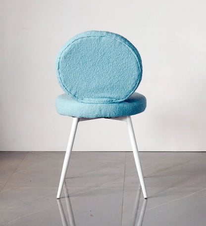 Kids Doraemon Chair with Sky Blue Boucle Fabric & White Metal Legs Furniza