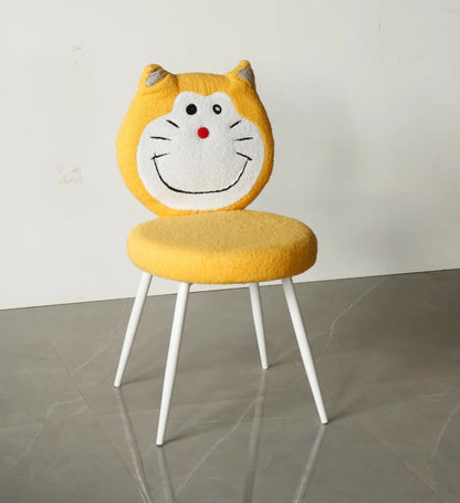 Kids Dorami Chair with Yellow Boucle Fabric & White Metal Legs FURNIZA
