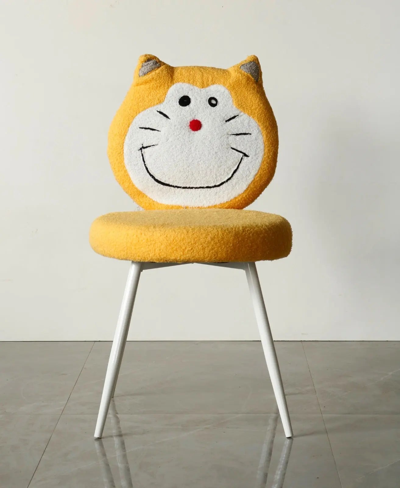 Kids Dorami Chair with Yellow Boucle Fabric & White Metal Legs FURNIZA