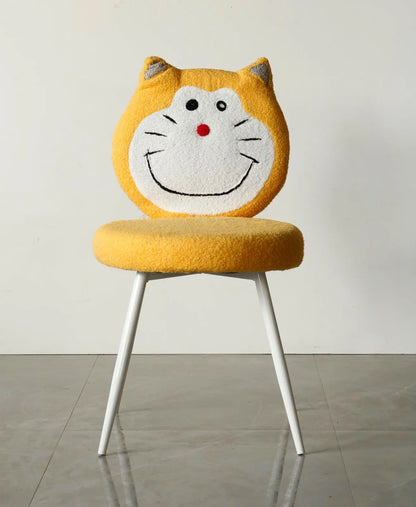 Kids Dorami Chair with Yellow Boucle Fabric & White Metal Legs FURNIZA