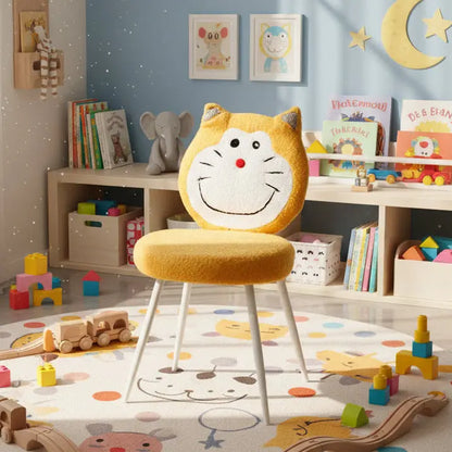 Kids Dorami Chair with Yellow Boucle Fabric & White Metal Legs FURNIZA