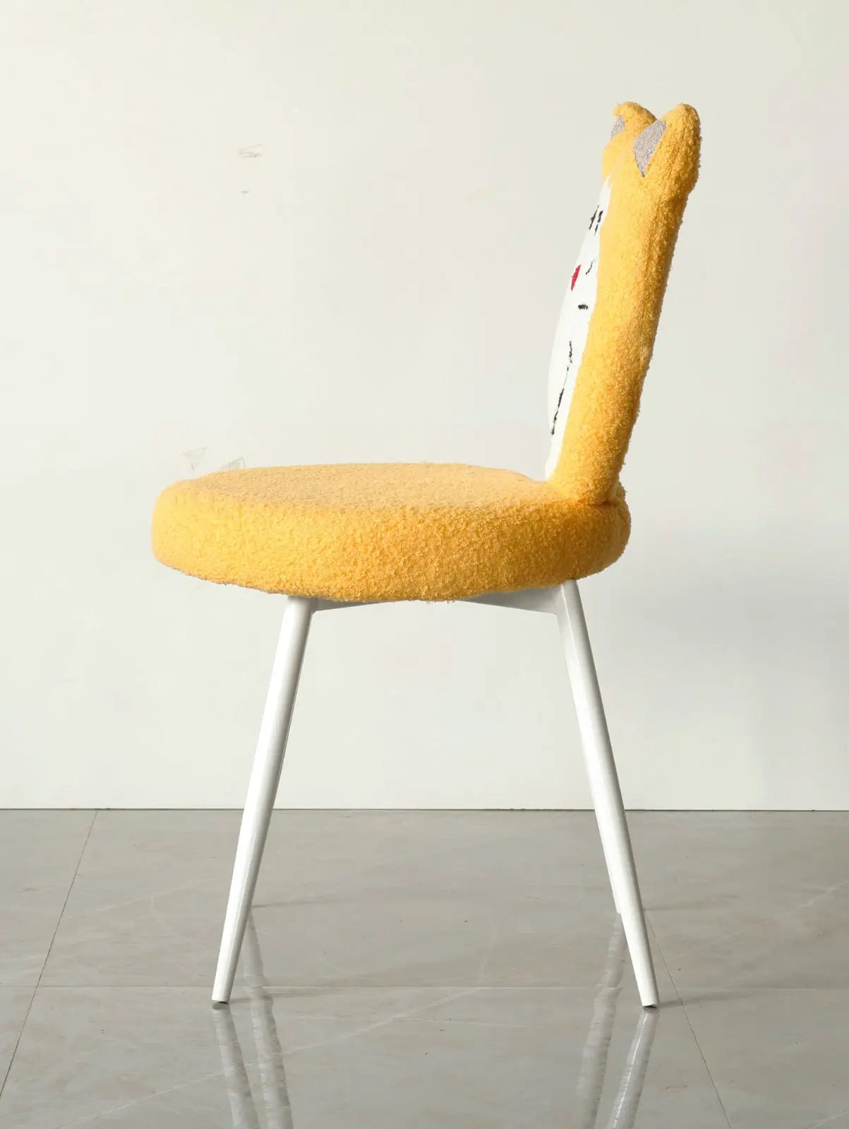 Kids Dorami Chair with Yellow Boucle Fabric & White Metal Legs FURNIZA