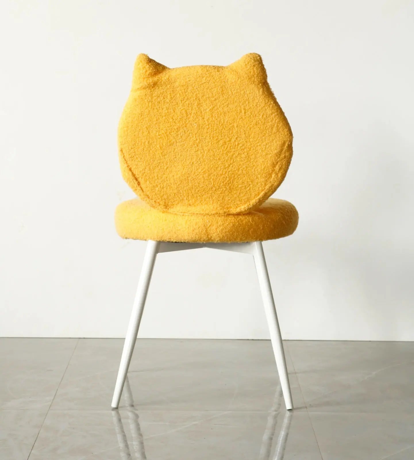 Kids Dorami Chair with Yellow Boucle Fabric & White Metal Legs FURNIZA