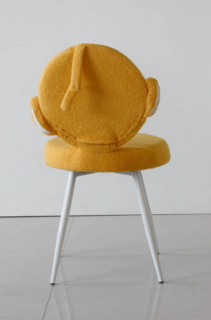 Kids Yellow Teletubby Chair with Soft Boucle Fabric & White Metal Legs FURNIZA