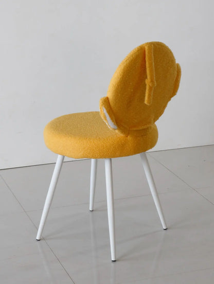 Kids Yellow Teletubby Chair with Soft Boucle Fabric & White Metal Legs FURNIZA
