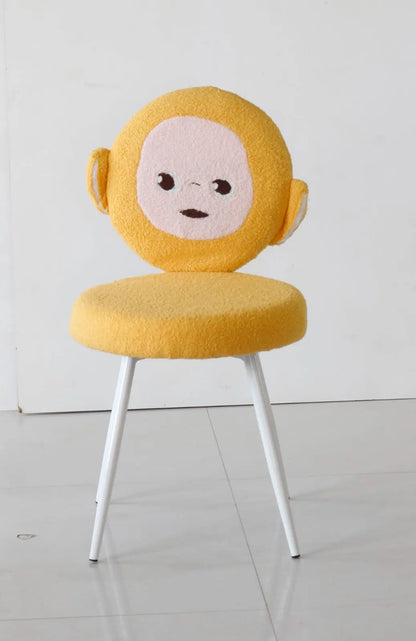Kids Yellow Teletubby Chair with Soft Boucle Fabric & White Metal Legs FURNIZA