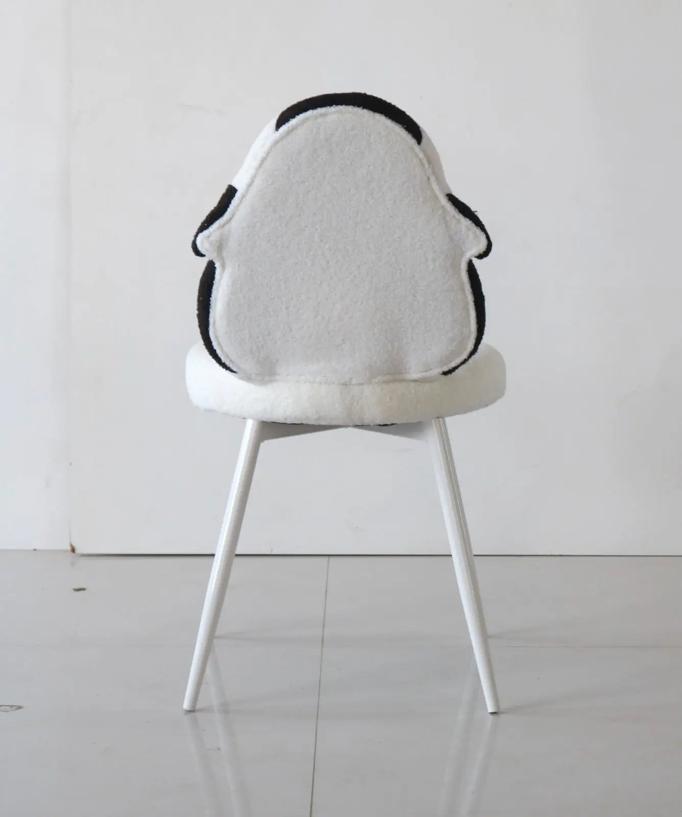 Kids Penguin Chair with White Boucle Fabric & White Metal Legs – Winter Animal Edition FURNIZA