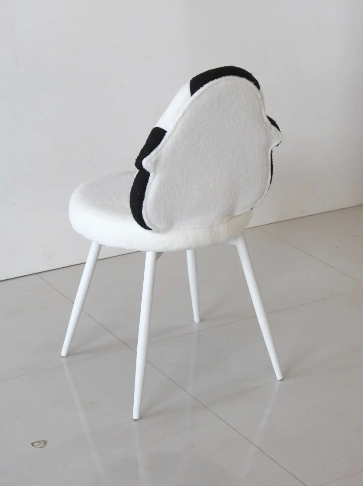 Kids Penguin Chair with White Boucle Fabric & White Metal Legs – Winter Animal Edition FURNIZA