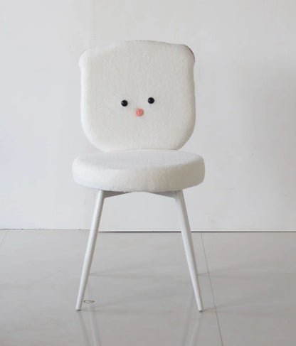 Kids White Piggy Chair with Soft Boucle Fabric & White Metal Legs FURNIZA