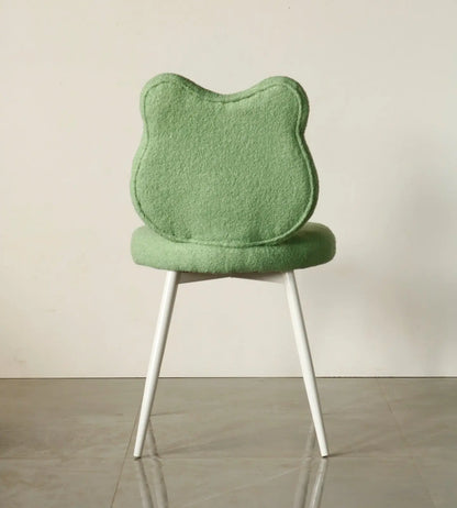 Kids Frog Chair with Green Boucle Fabric & White Metal Legs FURNIZA