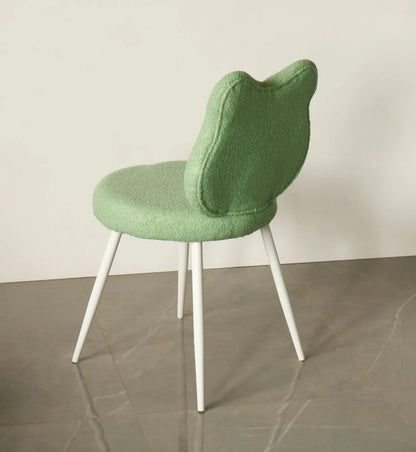 Kids Frog Chair with Green Boucle Fabric & White Metal Legs FURNIZA