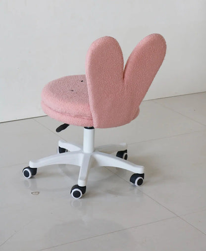 Kids Bunny Chair with Pink Boucle Fabric & Swivel Wheels FURNIZA